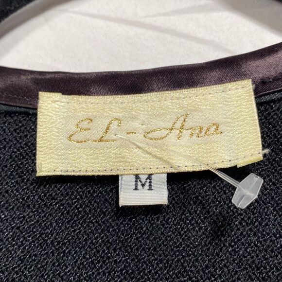 EL Ana Occasion Evening  Studded Embellished Jacket Rhinestone Buttons Black M - Picture 12 of 14